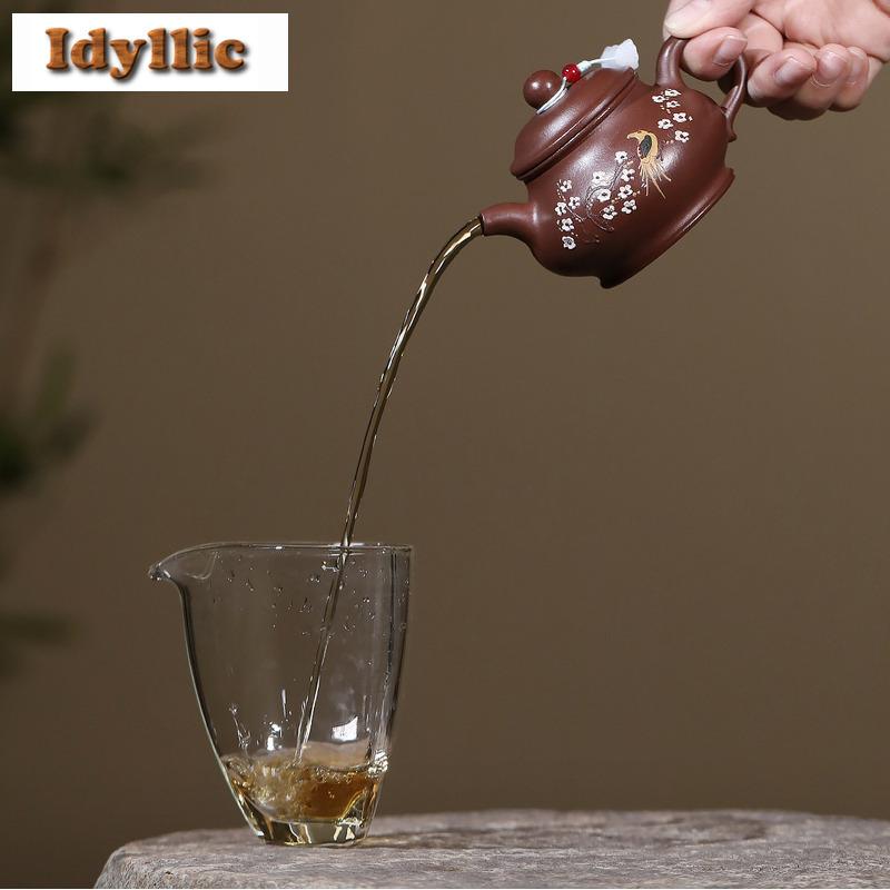 140ml Traditional Yixing Purple Clay Teapots Handmade Pan Pot Raw Ore Purple Mud Kettle With Filter Zisha Tea Set Tea Services