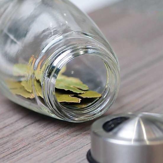 7-Piece Spice Jar Set Rotating Glass Seasoning Bottles with Lids Storage Rack for Salt Sugar Pepper Kitchen Counter Organizer