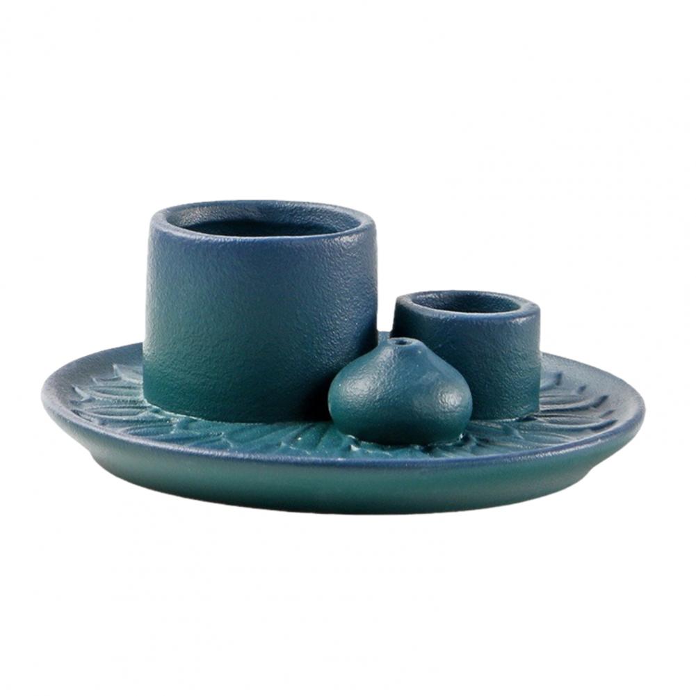 

Элегантный подсвечник, керамический подсвечник, современный керамический подсвечник, многоцелевая благовонная горелка для медитации и йоги синий