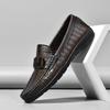 High-end Crocodile Pattern Leather Popular Doudou Shoes Lazy Driving Shoes British Casual Men's Leather Shoes Driving Shoes
