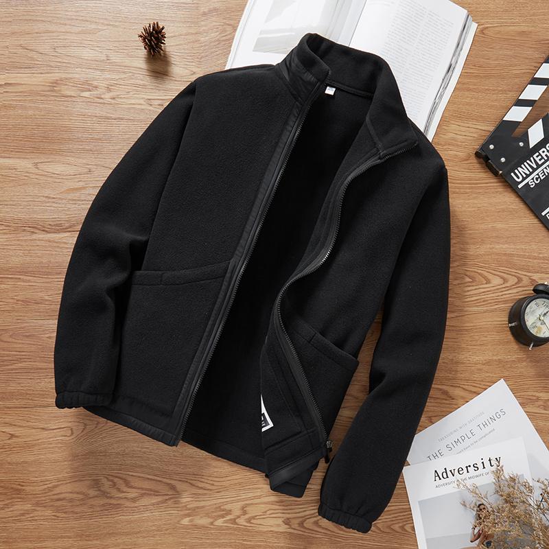 

Мужская одежда в английском стиле, круглый вырез, однотонная, карманы на молнии, длинный рукав, осенне-зимние кардиганы, модные повседневные топы XXL чёрный