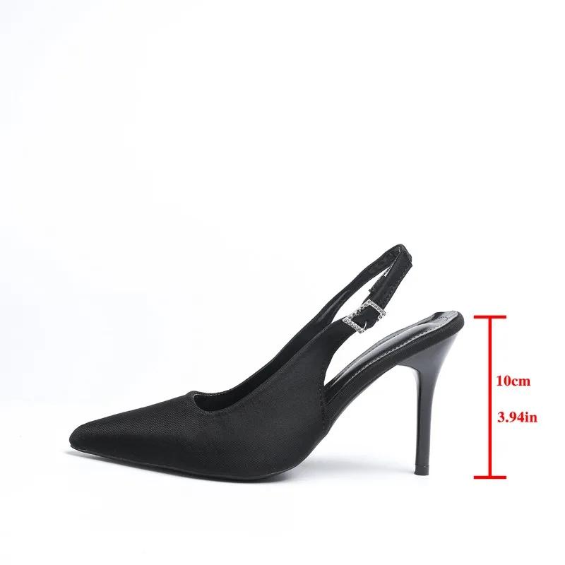 Fashion Size 43 Thin High Heel Sandals for Women Leopard Print Cover Toe Rhinestone Buckle Back Strap Stiletto Banquet Shoe Roman Sandal