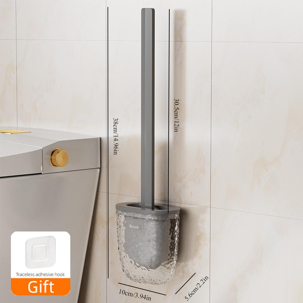 

Новый роскошный набор для чистки унитаза и держателя, настенный силиконовый ершик для унитаза из термопластичной резины для ванной комнаты, набор для чистки унитаза серый