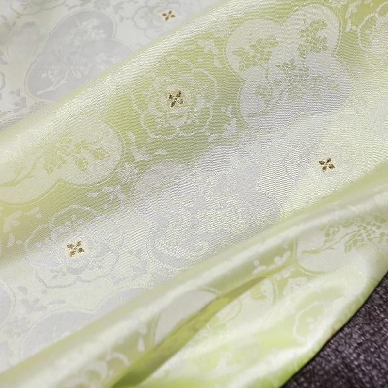 100x150cm High End Jacquard Fabric Small Golden Osmanthus Lotus Flower Brocade Fabric for Cheongsam Horse Face Skirt DIY Sewing