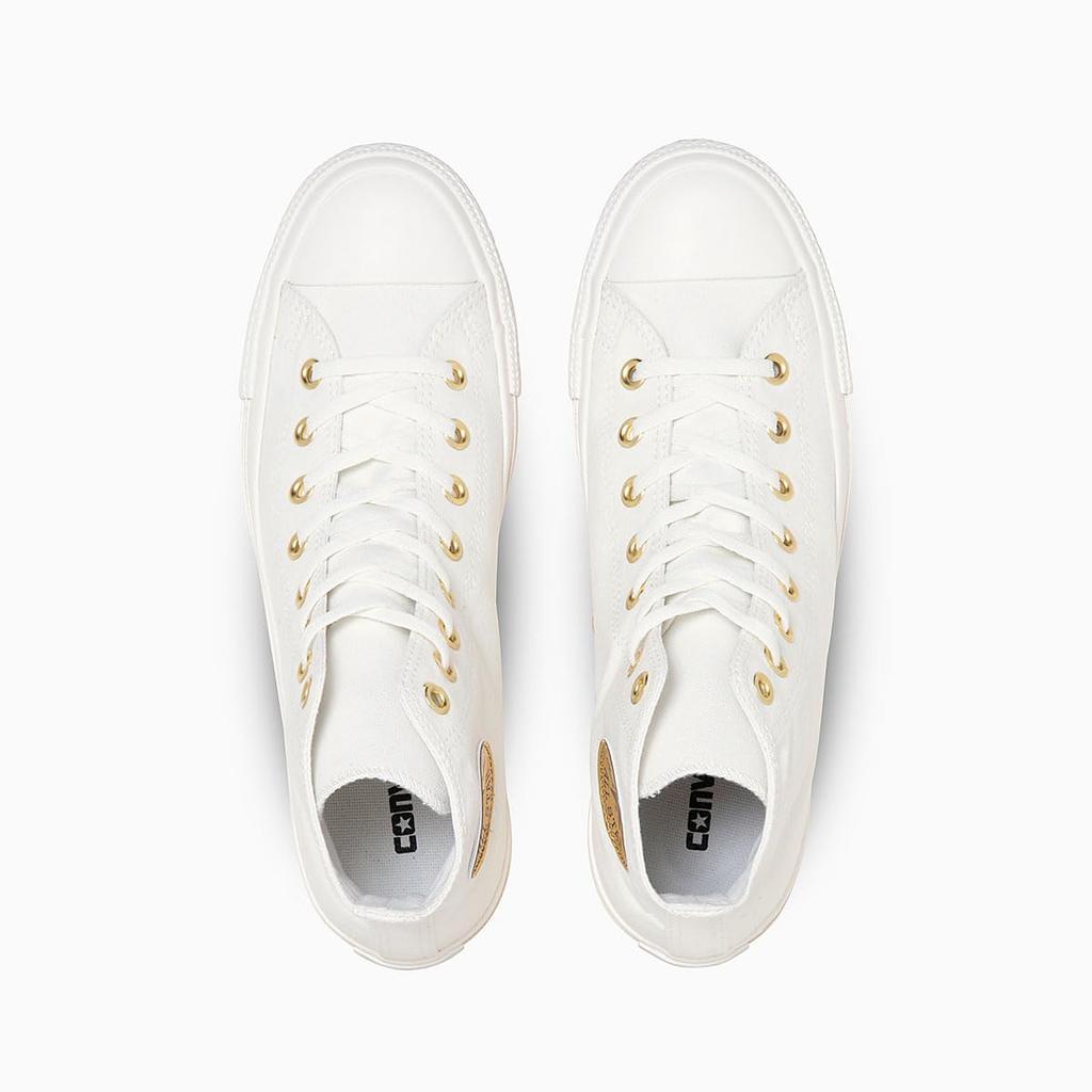 Converse All Star Gold Patch Hi Size Cm Sneakers, White/Gold, 23.5