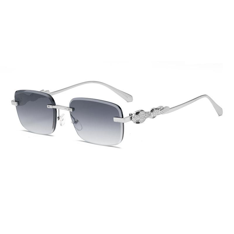 Square frameless sunglasses European and American new anti-ultraviolet trimmed sunglasses personalized street shot decorative sunshades