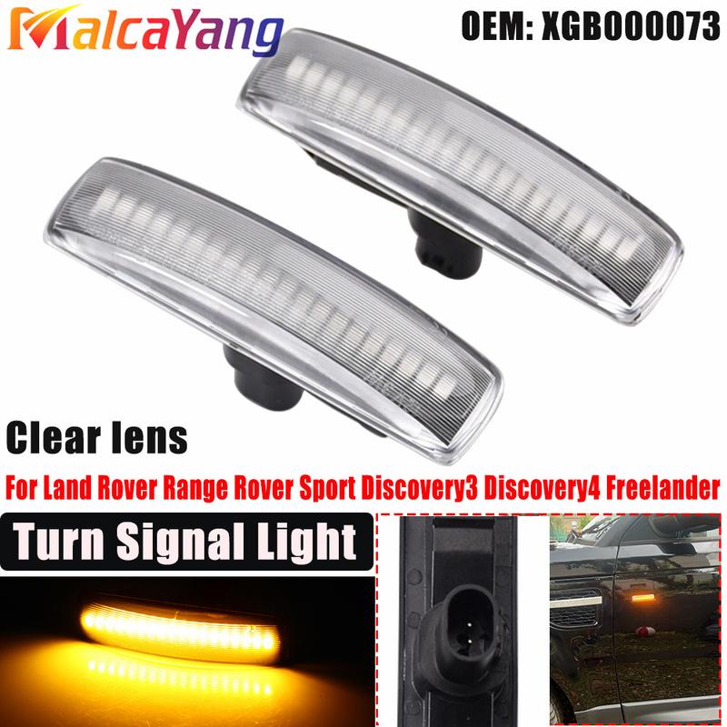 2x Amber Dynamic LED Front Side Marker Turn Signal Light Lamp For Land Rover Range Rover Sport L320 Discovery 3/4 Freelander 2