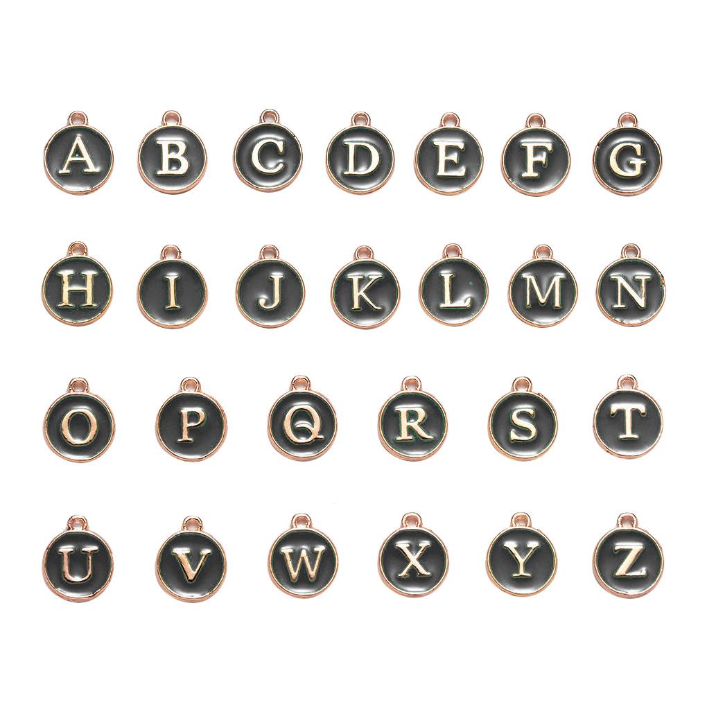26pcs/set Bracelet Pendant Aluminum Alloy Keyring Pendant English Letter DIY Jewelry Decoration