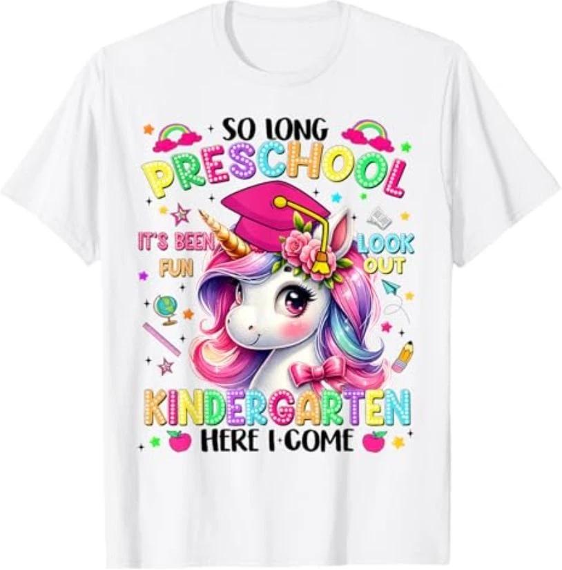 So Long Preschool Kindergarten Here I Come Graduation T-Shirt M