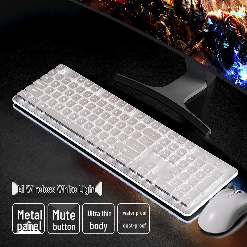 Wolf Path Silent Wireless Keyboard & Mouse Set: Wired for Smooth Typing - Ideal for Gaming & Office Use, Magnetic Switch for Men & Women.