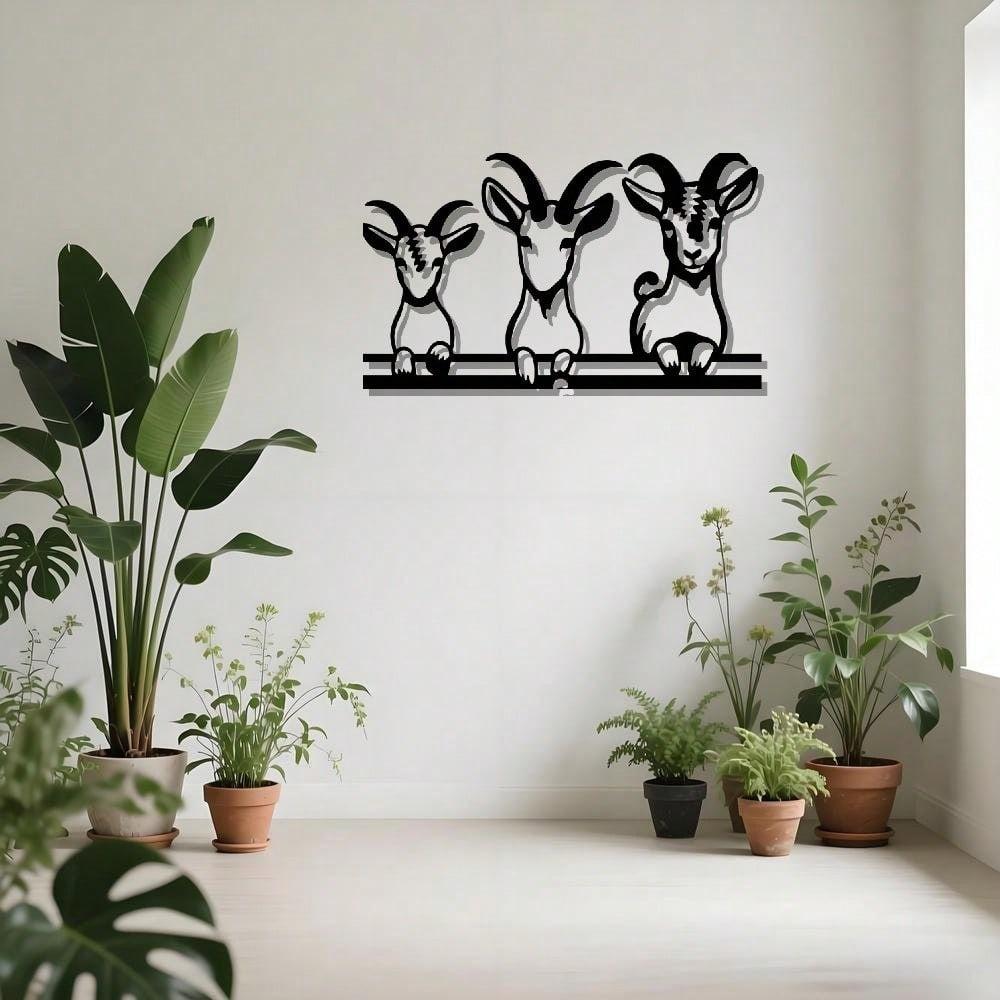 Personalized Metal Wall Art Goat Sign Christmas Halloween Gift Modern Home Decor