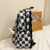 Plaid Cat Print Nylon Schoolbag Large Capacity Backpack High School Student Backpack
