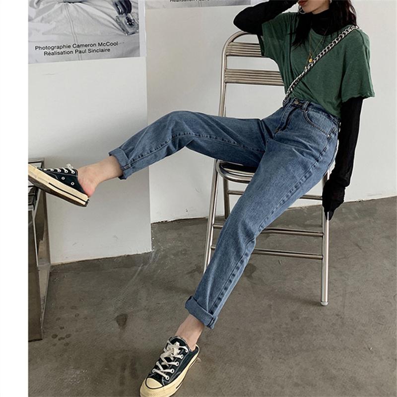 Mom-Jeans für Damen, hohe Taille, Boyfriend-Jeans für Damen, Haremshose, Denim, Streetwear, knöchellange Jeans mit hoher Taille