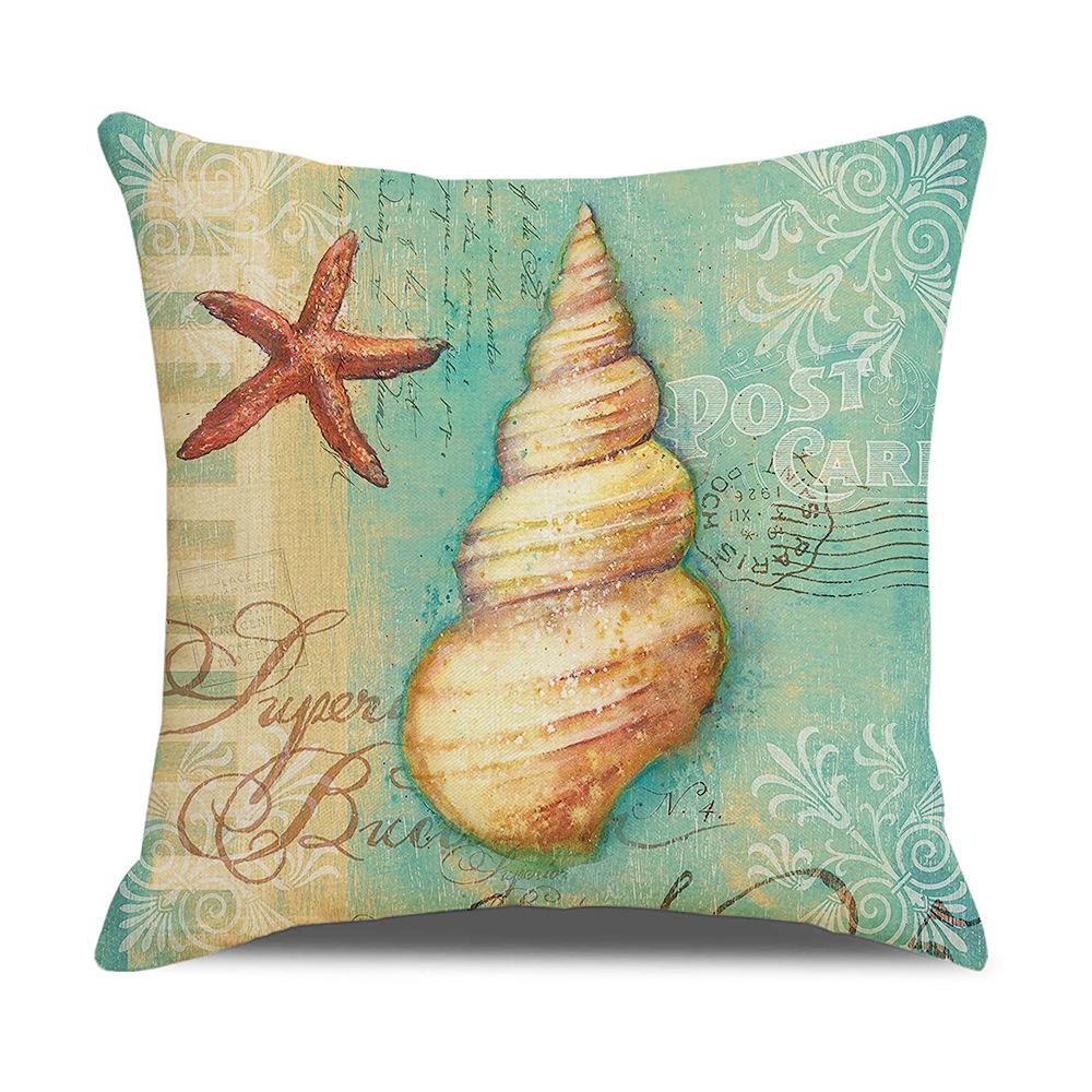 Retro Mediterranean Ocean Digital Print Linen Pillow Reading Cushion Home Furnishings