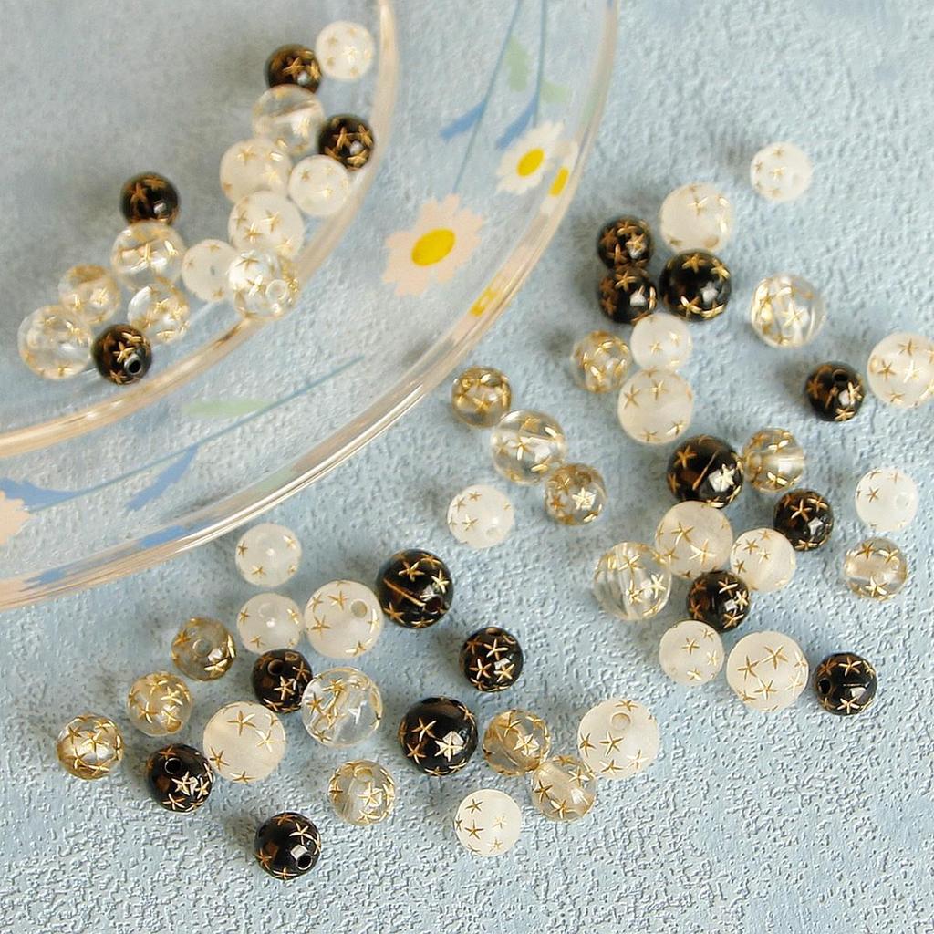 Retro 02 Gilded Beads: Transparent White Beading for DIY Jewelry & Accessories