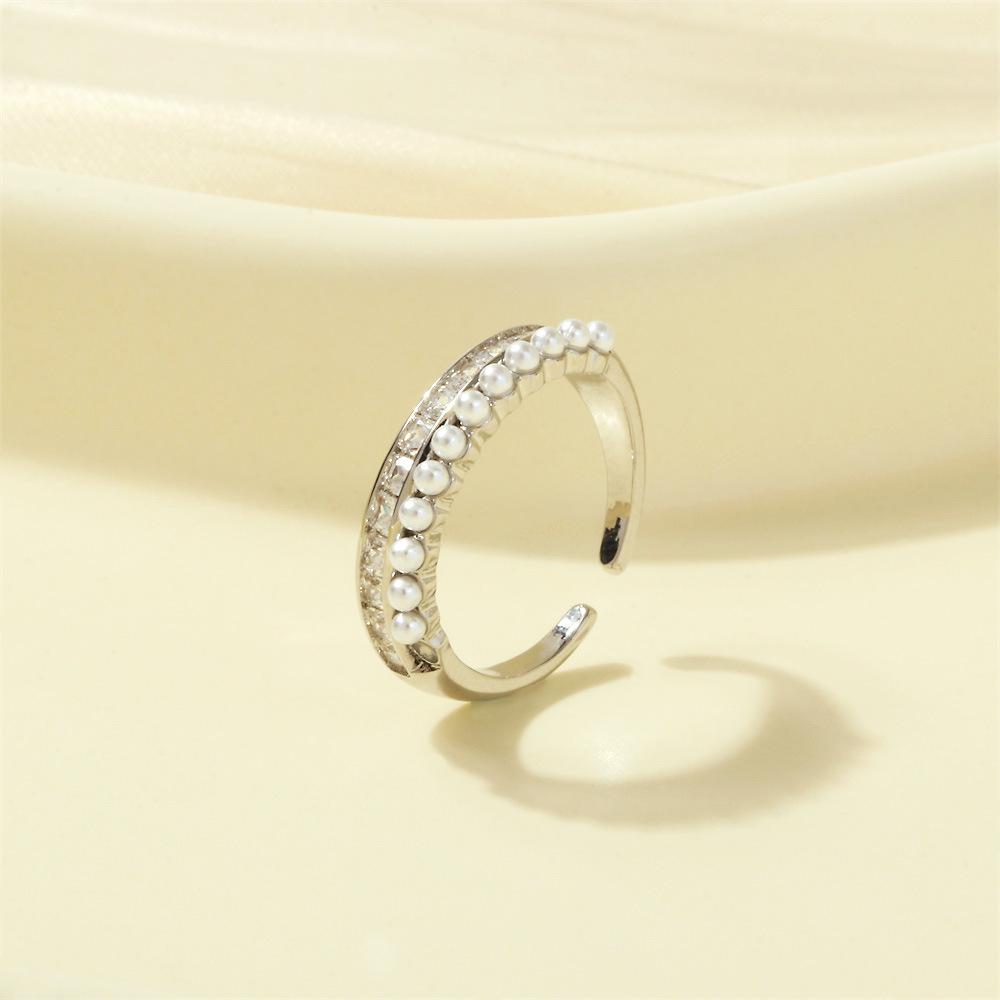 

Корейский шик Микровставка Ракушечный жемчуг Фаланговое кольцо Adjustable