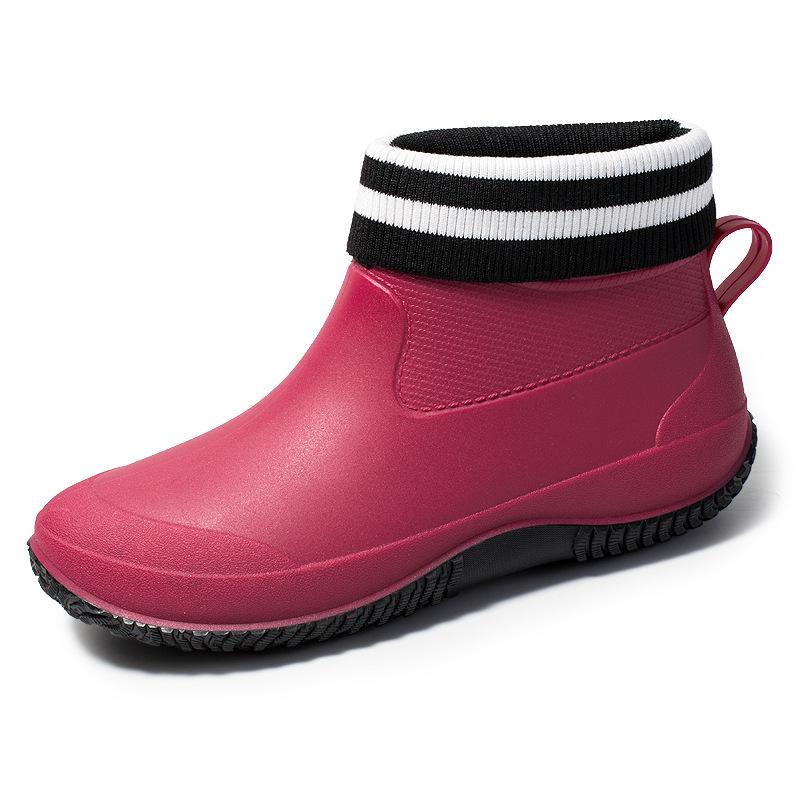 Damen wasserdichte rutschfeste gefütterte niedrig geschnittene Regenstiefel im koreanischen Stil - Modische warme Outdoor-Bekleidung