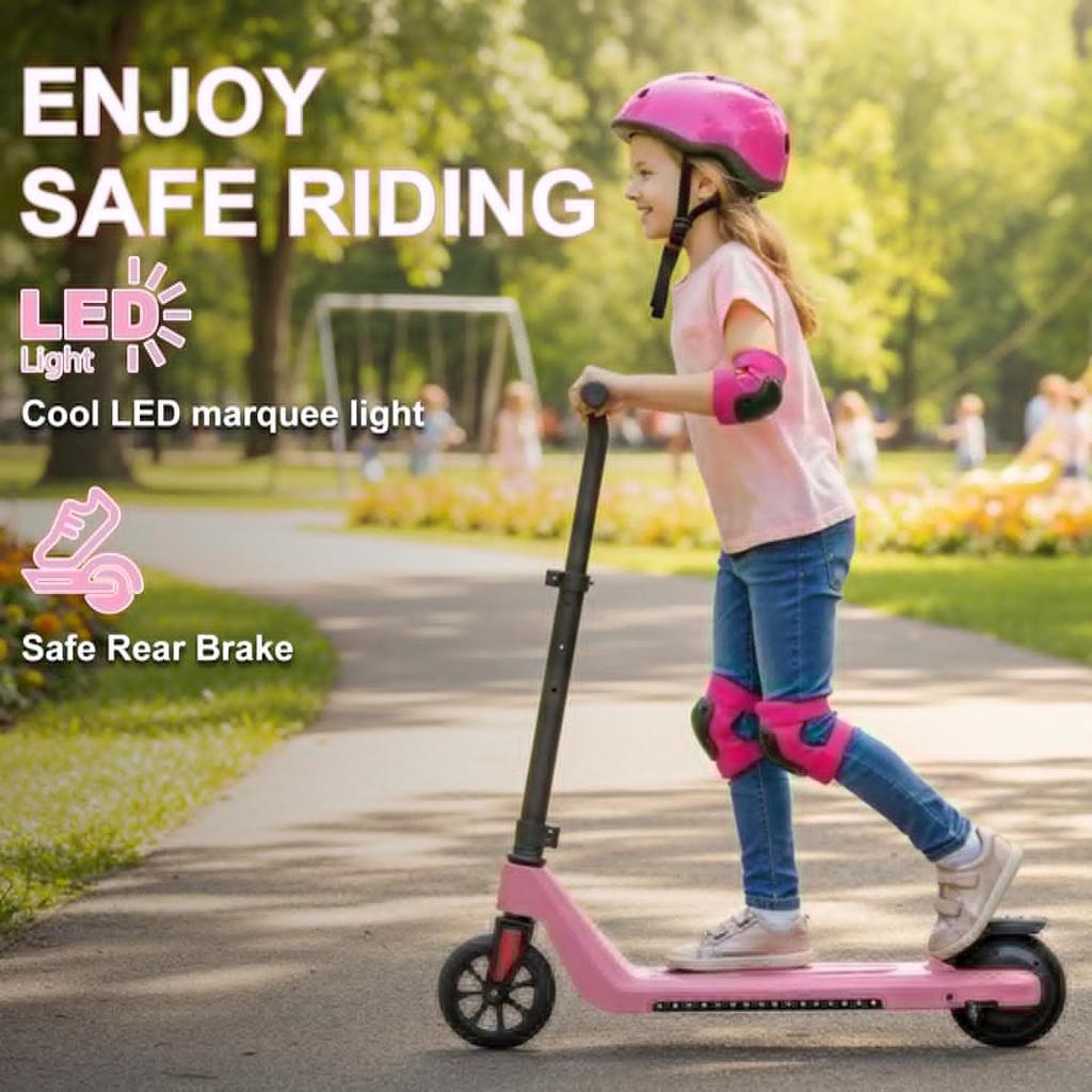 Kids Scooter for Ages 6-14 Girls Boys Scooter LED Light Wheels Adjustable Height Lightweight Scooter for Kids Kick Scooter 60kg Load