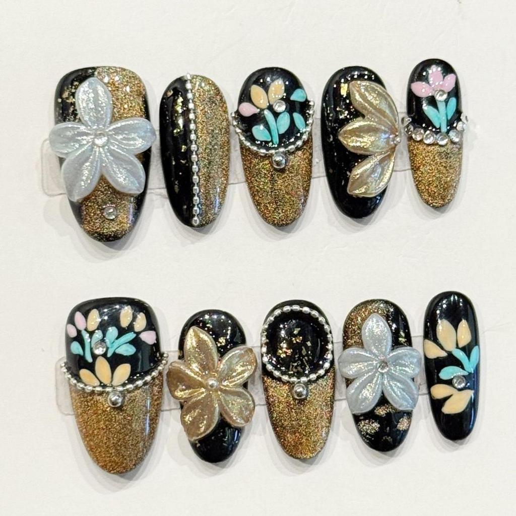 10pcs Hand Painted Gel Press Nails Beautiful Luxury Customized Design Handmade Press On Nails