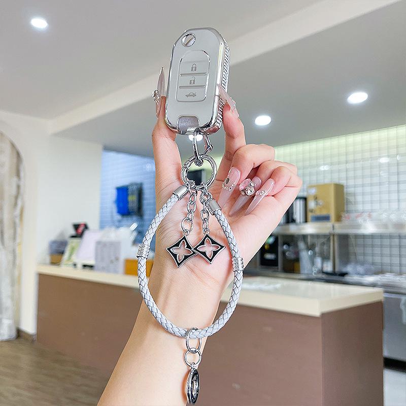 Premium Women's Car Key Case for Honda Accord, Civic, CR-V, Fit, Odyssey, Vezel, Lingpai, and XR-V