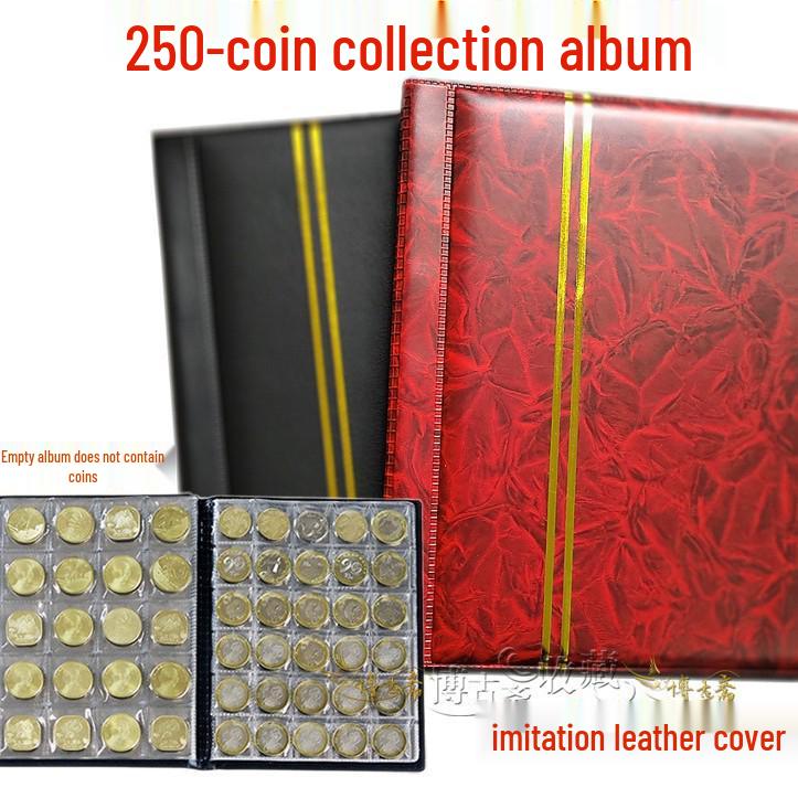 Gold Edition 250 Pockets Coin Collection Album: Slip-in Commemorative Coin Organizer