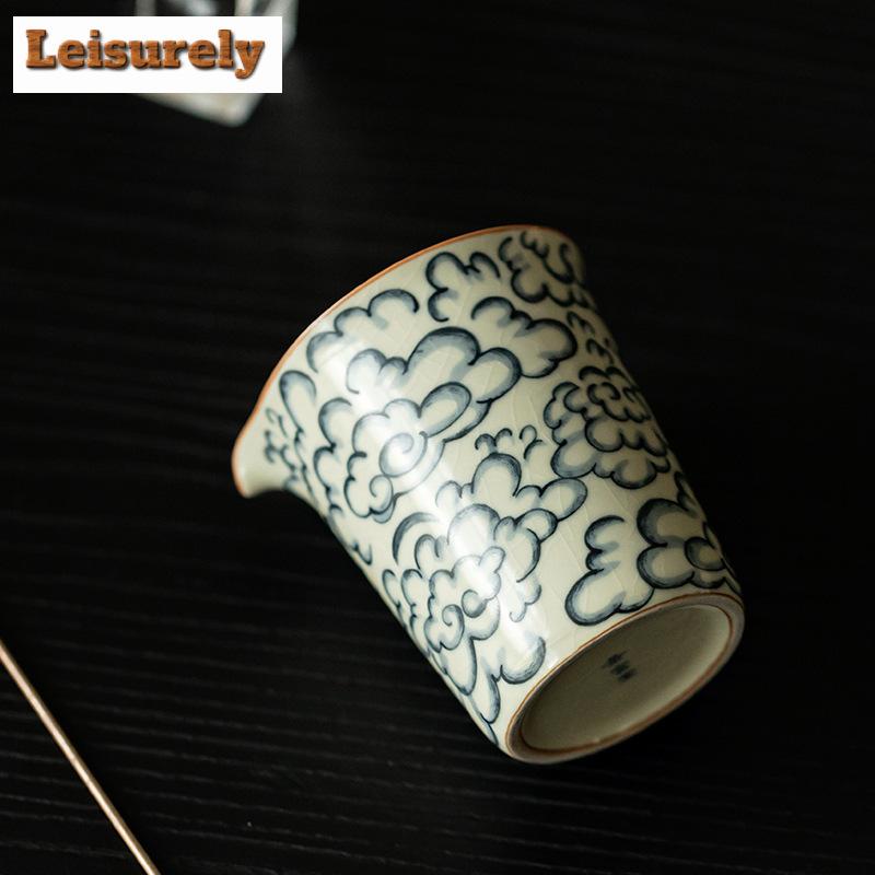 230ml Antique Ru Kiln Auspicious Clouds Tea Pitcher Zen Cha Hai Justice Cup Can Nourishing Kung Fu Tea Tableware Accessories