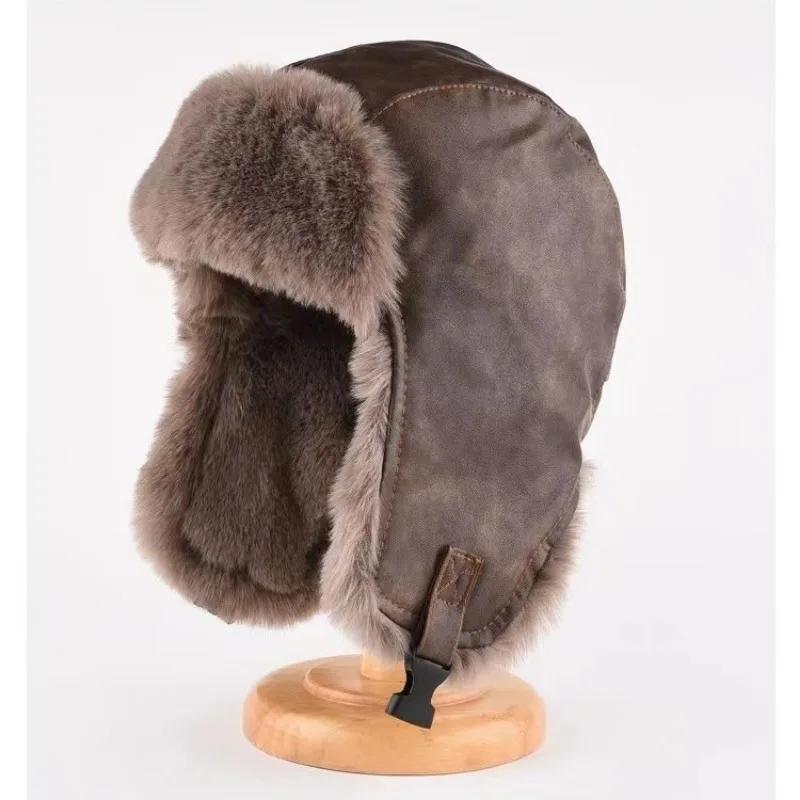 Men Winter Trapper Aviator Trooper Earflap Warm Russian Windproof Ski Hat Bomber Hats