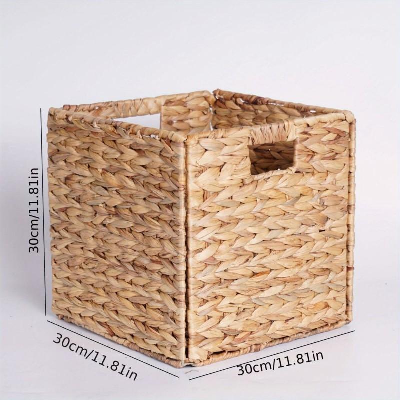 Foldable Water Hyacinth Storage Basket Handwoven Organizer Bin Fruits Books Toys Home Decluttering