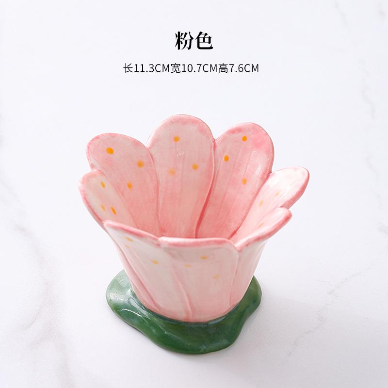 Hand Painted Ceramic Flower Cup DIY Scented Candle Holder Nordic Minimalist Vessel Gift for Women