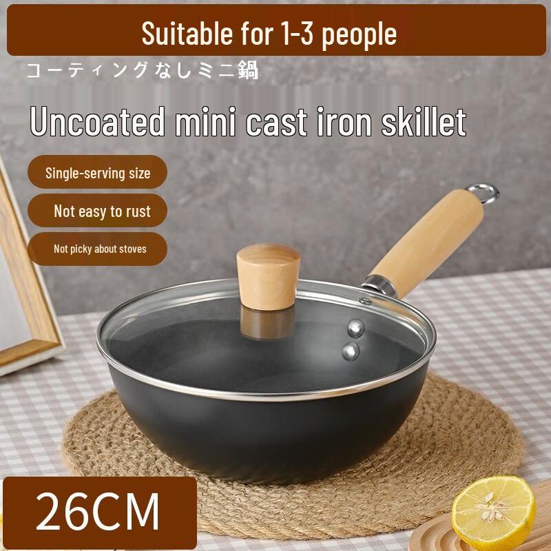 Wutuo 26cm Mini Iron Wok with Lid