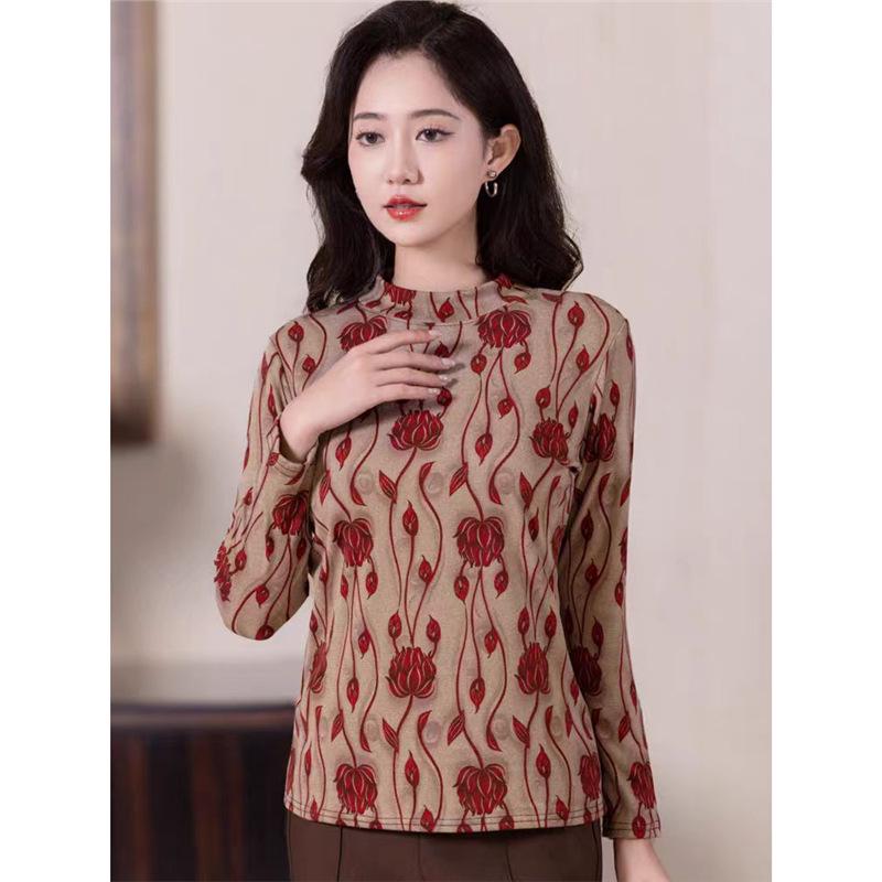 

Stylish Velvet Autumn Top for Middle-Aged and Elderly Women - Cozy Warm Base Layer 4XL