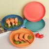 Plastic Vertical-striped Round Plate - Simple Wheat-shaped Dinner Plate for Home Use - Fruit Plate