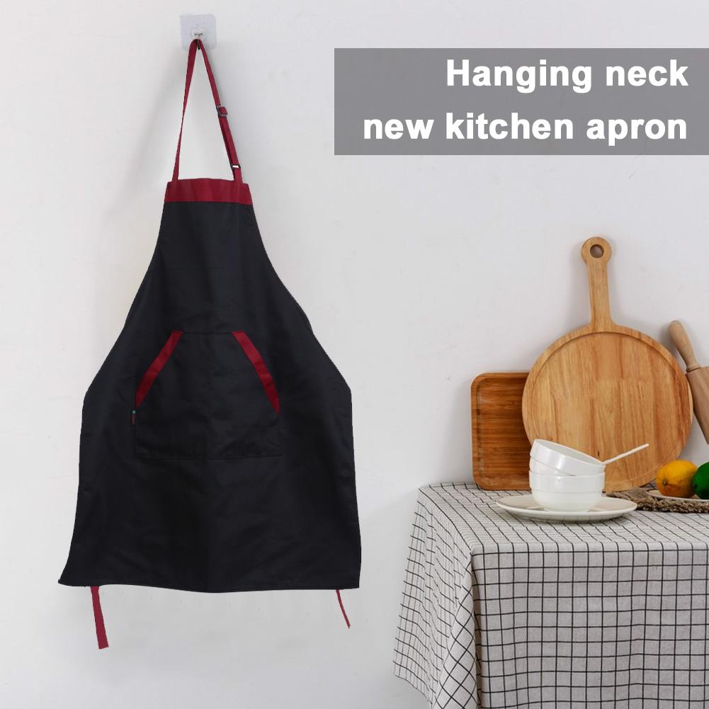 4Pcs Durable Black Red Cooking Apron with Two Large Pockets Ideal for Restaurant and Home Kitchen Use