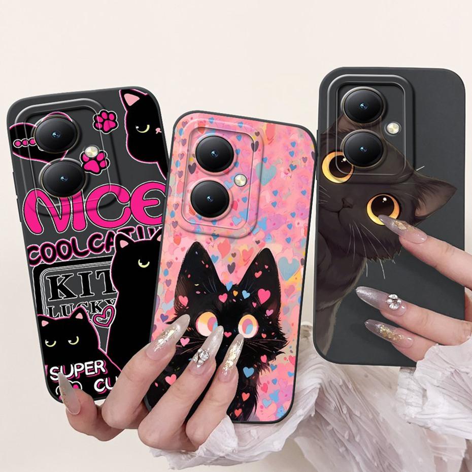 For Vivo Y35+ Y35m+ 5G Lens Protective Phone Case For Vivo Y35Plus Y35M Plus 5G Lovely Pattern Soft Silicone Jelly Cases