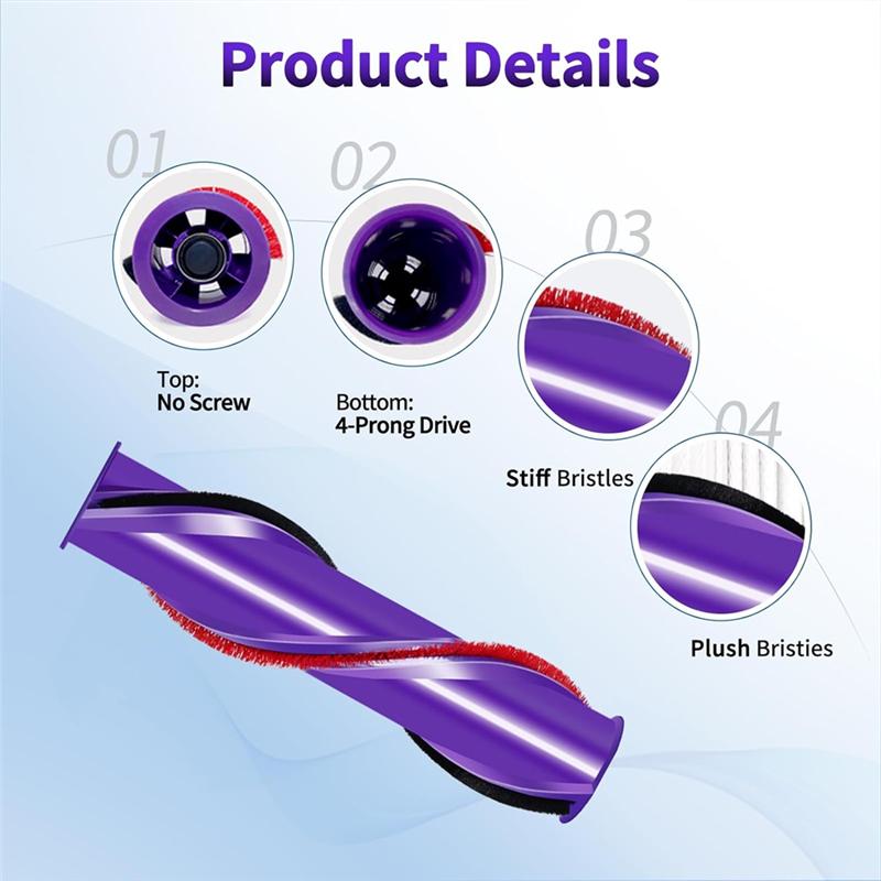 2 шт. Сменная роликовая щетка, совместимая с Dyson V8 Absolute, V8 Absolute Exclusive, V8 Absolute Pro, номер детали. 967485-01