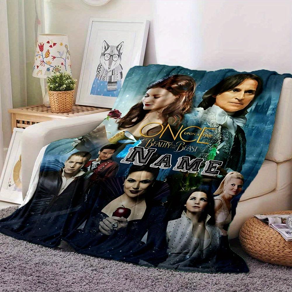 Once Upon A Time Beauty Beast Rose Castle Characters Four Seasons Blanket Customized With Your Name Lightweight And Warm Perfect Gift For Home Office