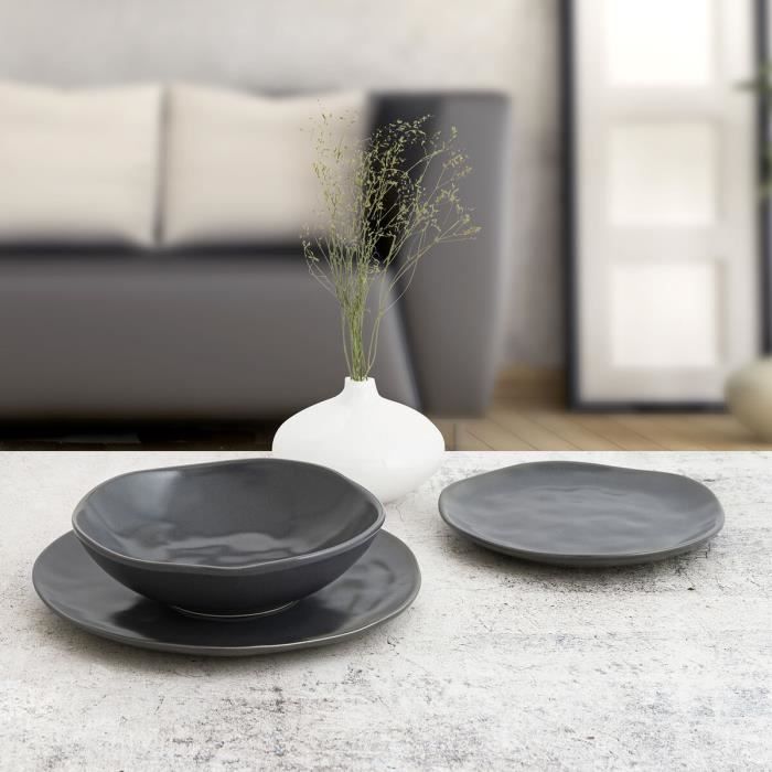 Assiette Creuse Bidasoa Cosmos Céramique Noir (22 Cm) (12 Unités)