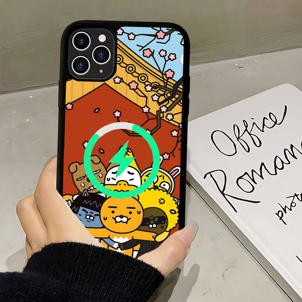 Cartoon K-KAKAO CUTE F-FRIENDS Magnetic Phone Case For IPhone 16 15 14 13 12 11 17 Pro Max Plus Wireless Charge Cover