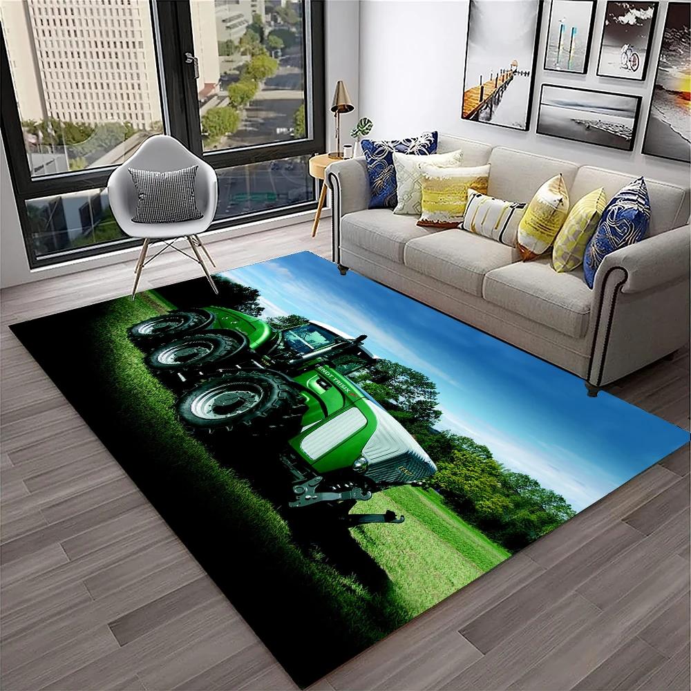 3D Retro Auto Traktor LKW Serie Teppich für Zuhause Wohnzimmer Schlafzimmer Sofa Fußmatte Dekor, Kinderzimmer Teppich Rutschfeste Bodenmatte