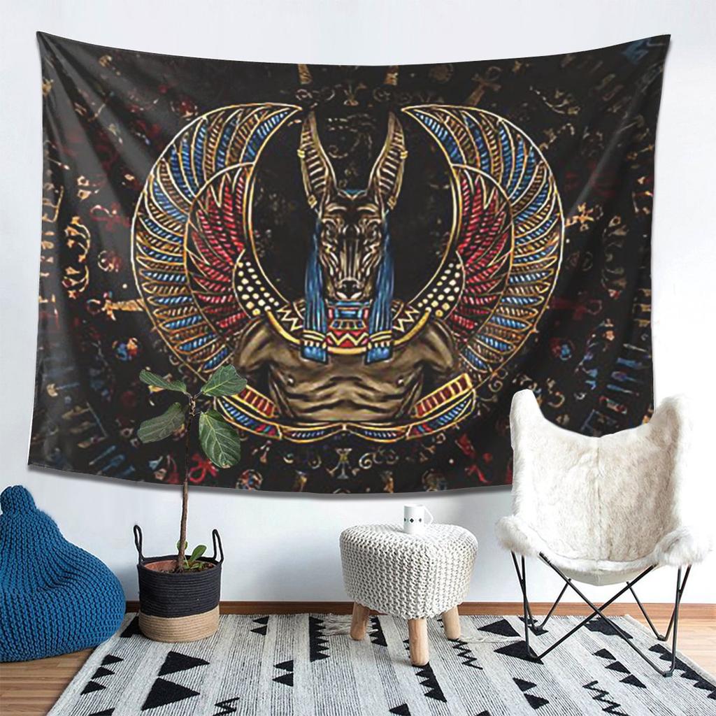 Anubis Egyptian God Tapestry Decor Art Aesthetic Tapestries for Living Room Bedroom Home Wall Cloth Wall Hanging