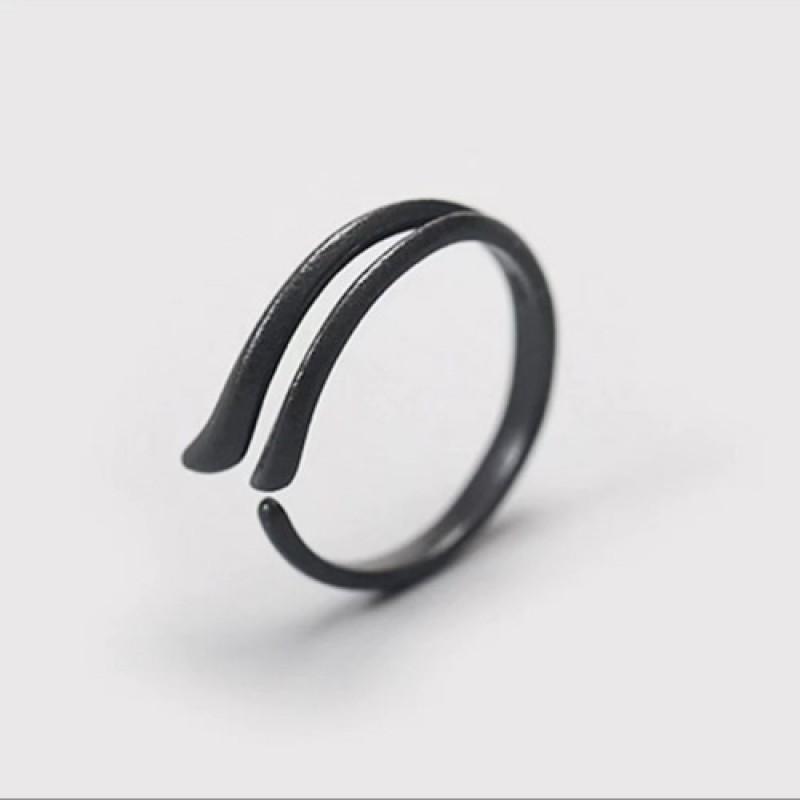 Adjustable Sterling Wing-Themed Couple Rings Set Women Men Vintage Geometric Design With Asymmetrical Feather