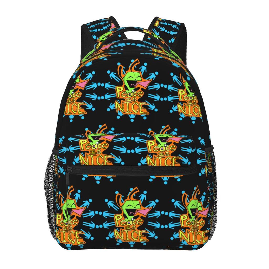Art Invader Zim Graphic Backpack Student Boys Girls BookBag Kids School Bag Laptop Shoulder Bags for Men Women