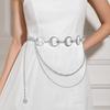 Women's Single Double Layer Decorative Waist Chain, Ornate Pendant Waist Belt, Adjustable Body Chain Accessory for Dresses and Special‑Occasion Outfit