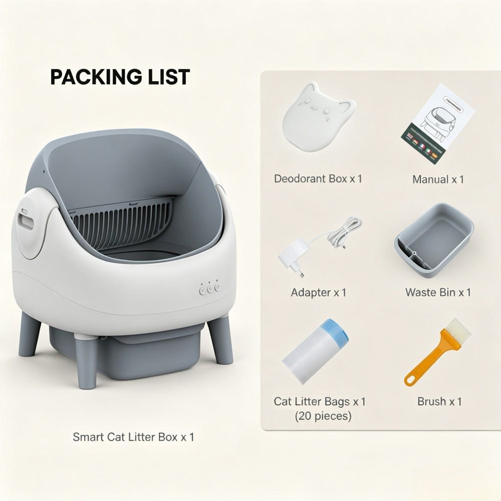 Crigge MINI-C Intelligente Katzentoilette, Offene Oberseite, Selbstreinigendes System, WiFi App-Steuerung, Gesundheitsüberwachung, 35dB Ultra-Leiser Betrieb