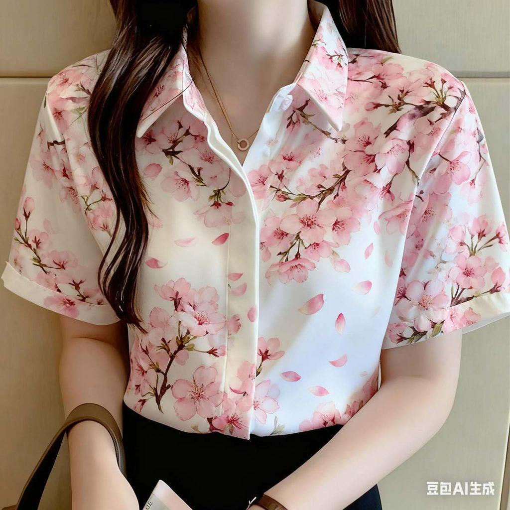 Women s Plus Size Floral Print Hawaiian Short Sleeve Casual Shirt S
