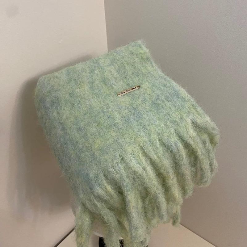 Cachecol versátil doce e fofo cor de doce inverno espessado xale quente mohair cor sólida cachecol de casal