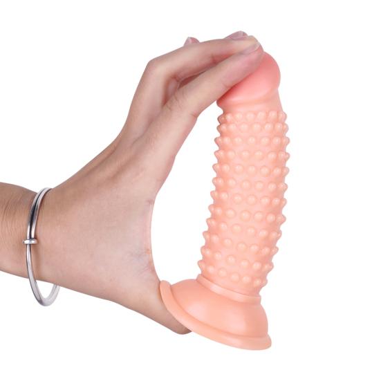 Anální kolík Silná přísavka Dildo Měkká a smyslná simulace Bump Design Penis Vtlačující Sex Dildo Žena Supply