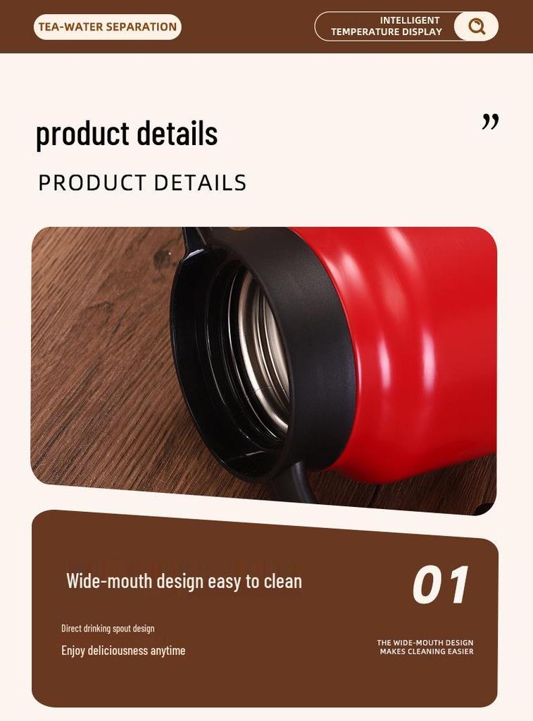 316 Stainless Steel Insulated Tea Brewer with Smart Temperature Display