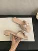 Bow women's slippers women's summer wear new French temperament fairy style evening with skirt thick heel sandals