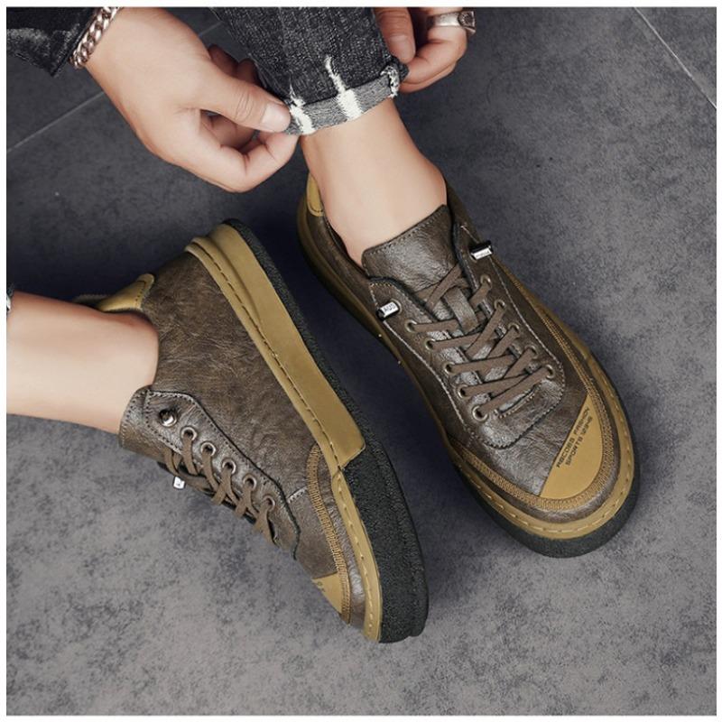 High Quality Leather Casual Shoes for Men Flats Sneakers Luxury Brand Men Tennis Shoes Office Footwear Trend Platform Men‘s Shoe
